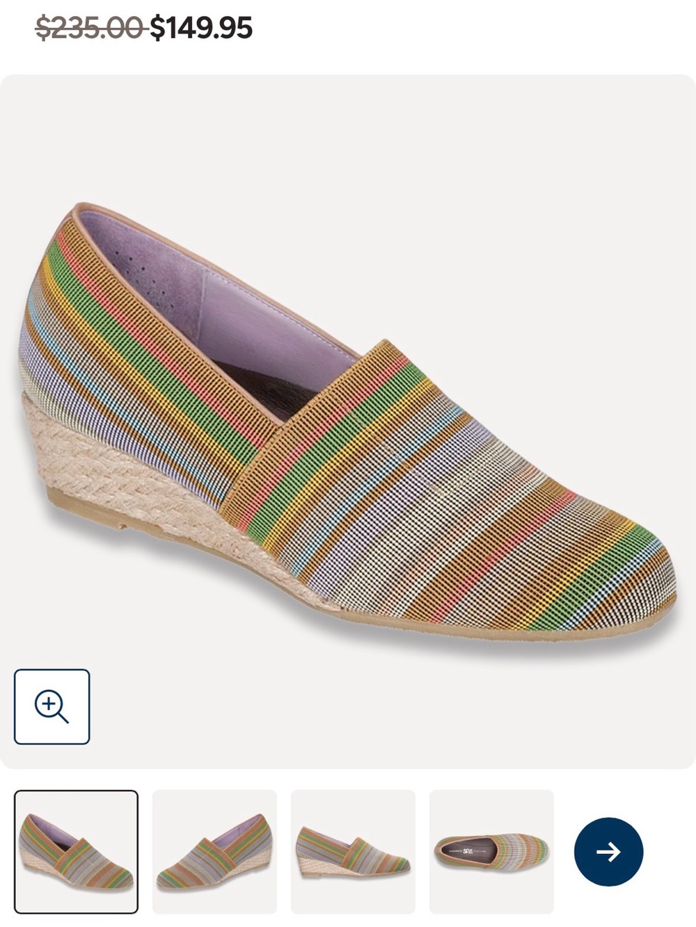SAS Multicolor Striped Espadrille Wedge - Green, Yellow, Brown, Blue